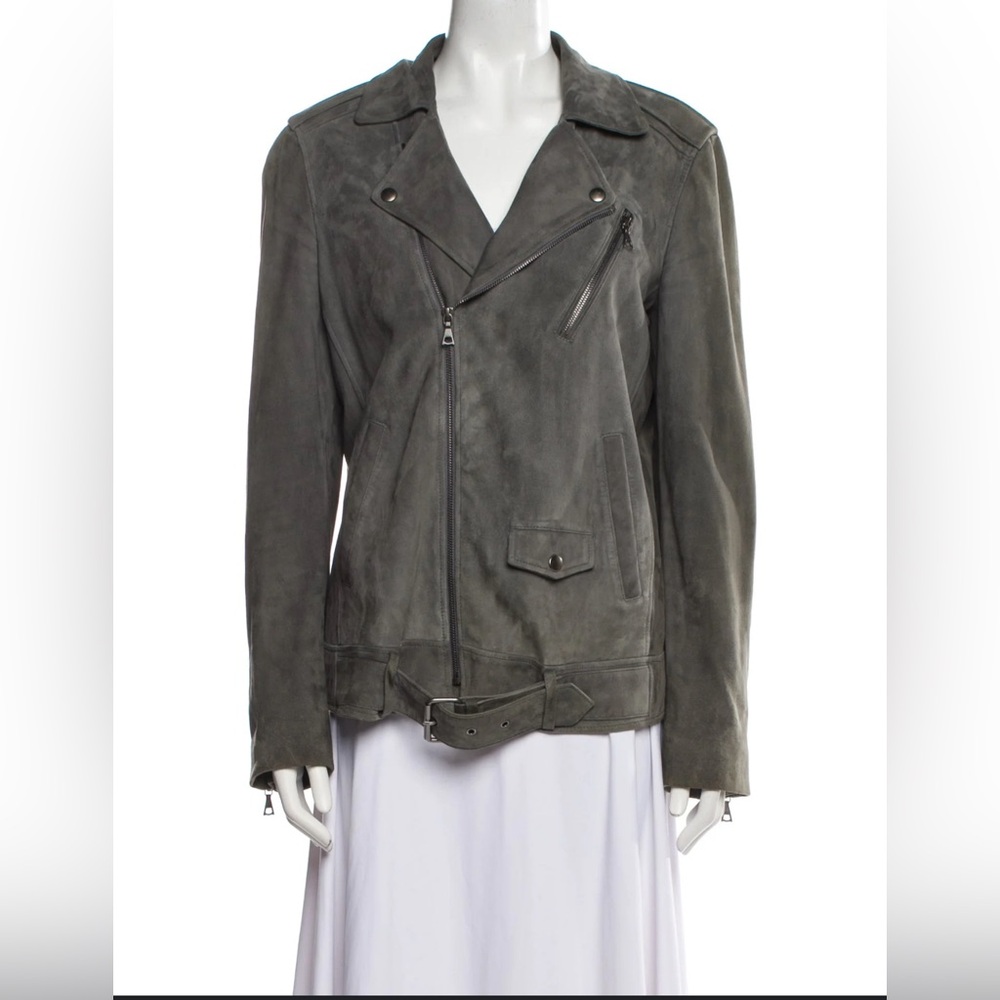 Theory Gray Suede Moto Jacket